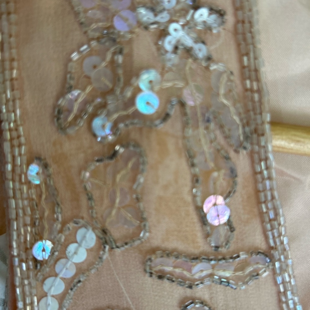 Roaman's Elegant Peach Dress with Embellishments - Picture 3 of 7